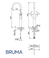 MEDIDAS MEZCLADOR LAVABO ALTO GENESI BRUMA